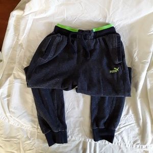 Puma Blue Sweatpants with Neon Green Band